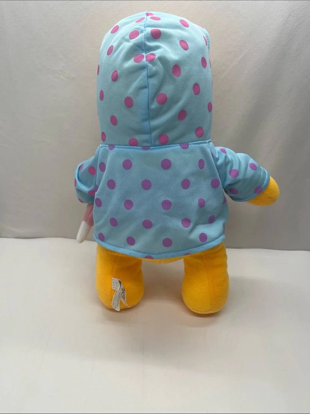 Disney Winnie The Pooh Plush With Blue Polka Dot Raincoat and Umbrella-